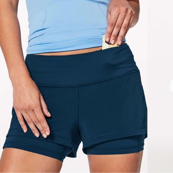NEW Lululemon Break Free Short 2.5" Inseam Night Tide Lined Shorts - Size 6 - Picture 3 of 9